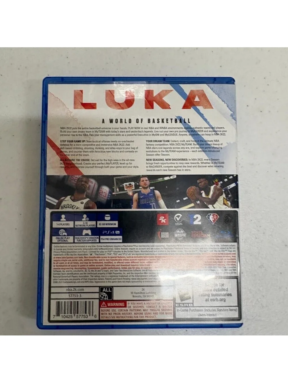 NBA 2K22 Sony PlayStation 4 PS4 Game Luka Doncic Cover Art